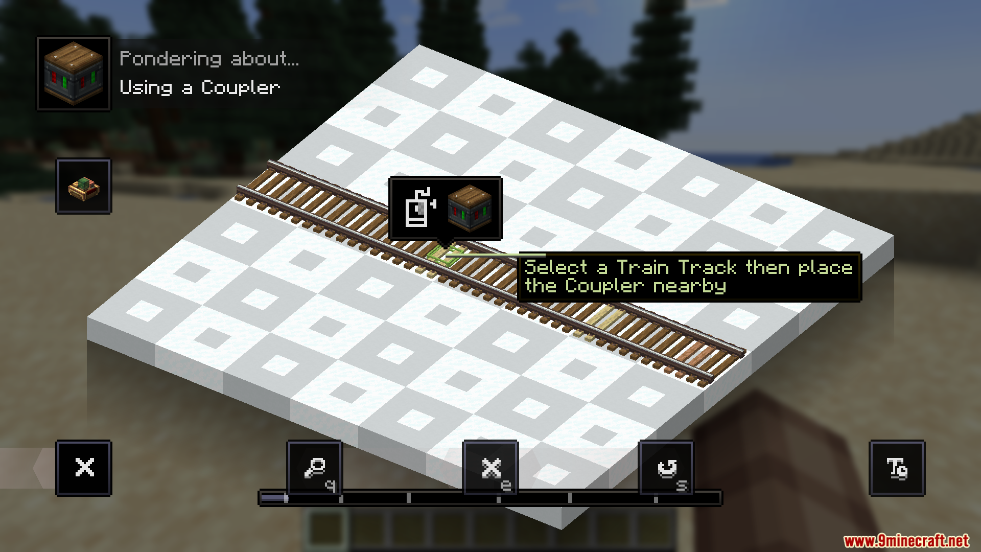 Steam N Rails Neoforge Mod Screenshot 3 Pondering screen explaining how to use a Coupler in Steam N Rails