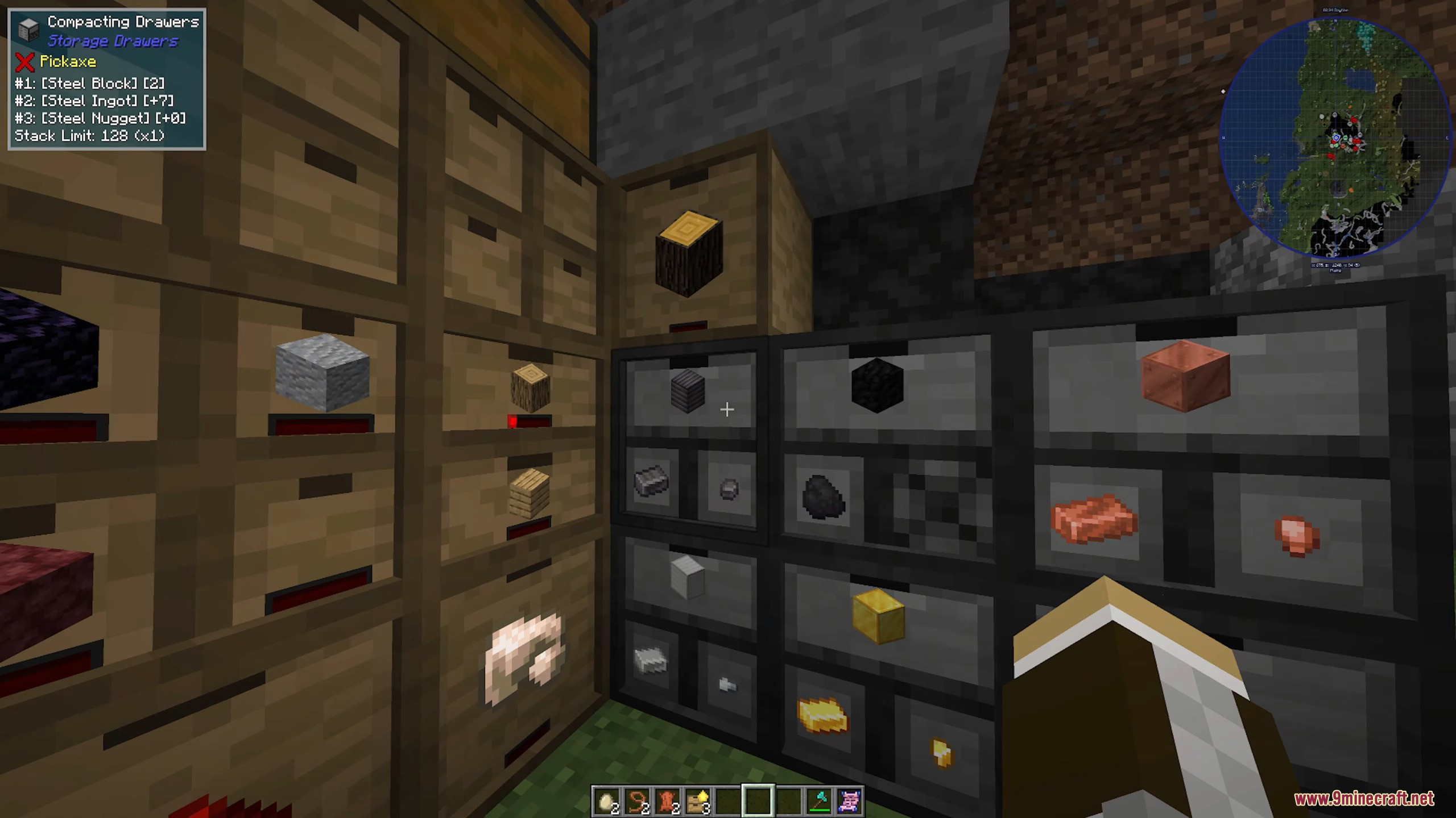 Having all my metals and logs sorted side by side makes crafting effortless.