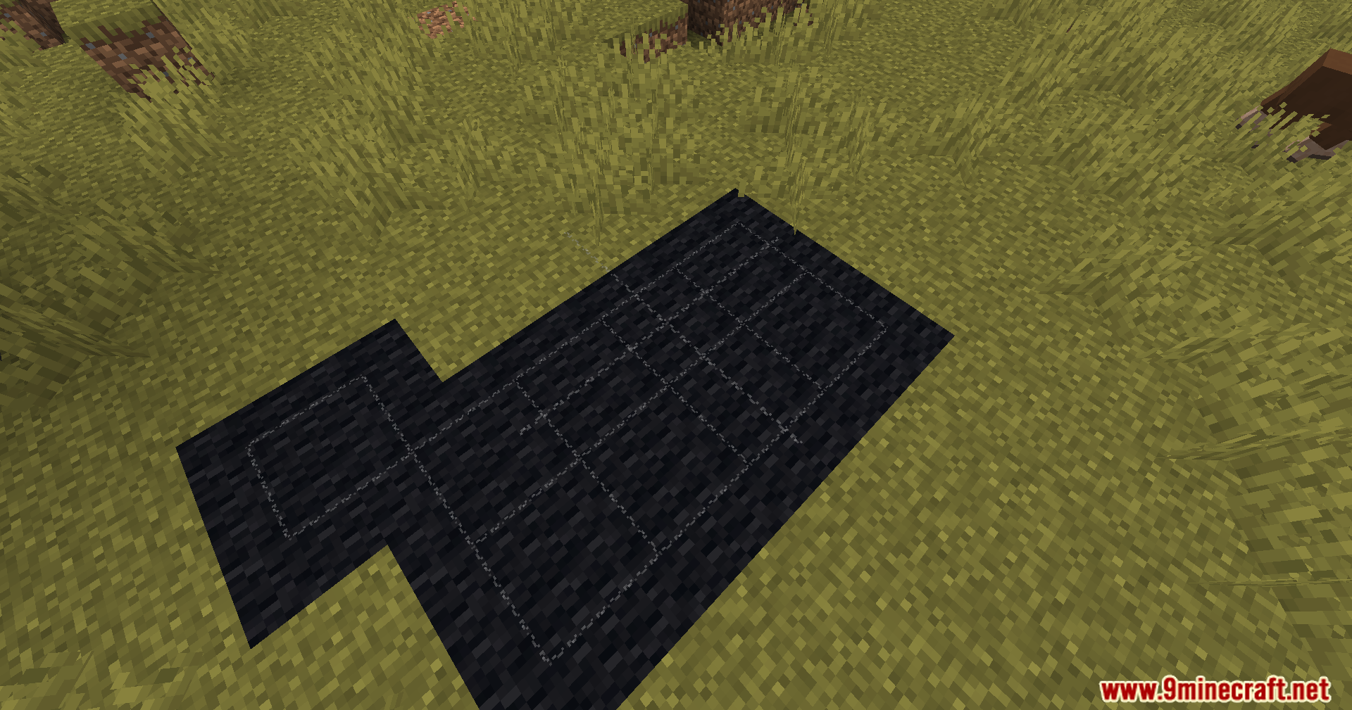 String placed on black wool blocks to show a string farm layout