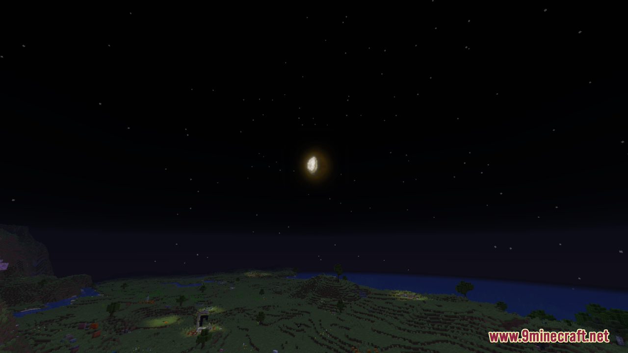 Sun & Moon Reimagined Resource Pack Screenshot 9 Sun and Moon Reimagined Resource Pack adds a realistic moon to the night sky