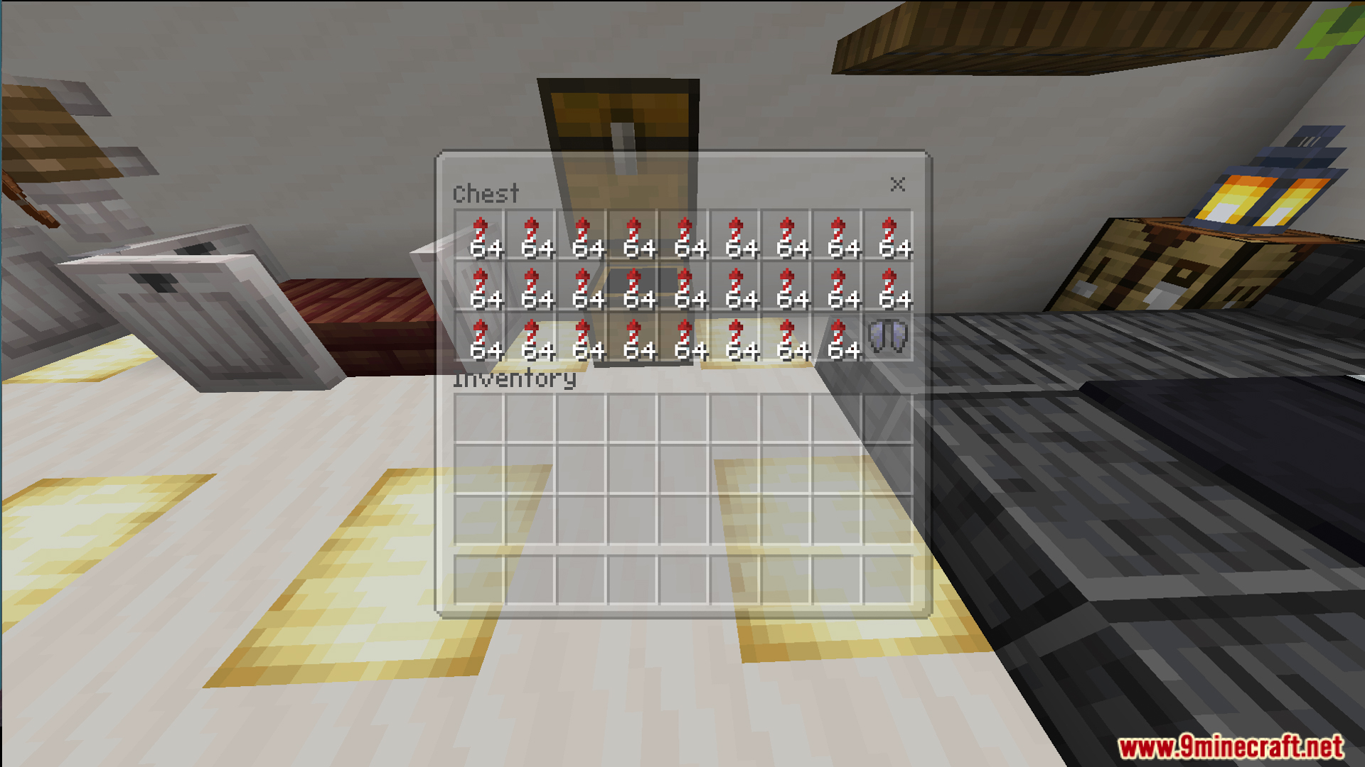 Survival Modern House 13 Map Screenshot 1 Chest inventory showing useful items hidden inside the custom furniture
