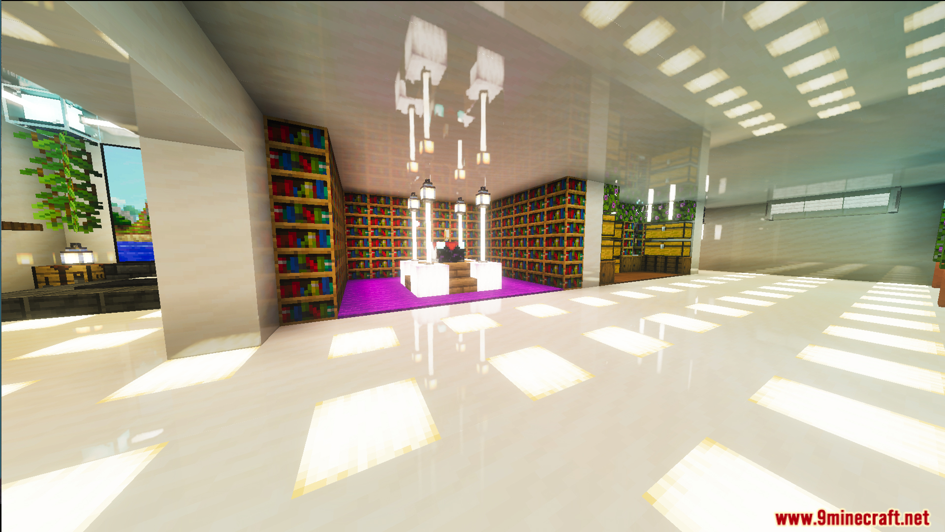 Survival Modern House 13 Map Screenshot 2 The Survival Modern House 13 Map features a large white mansion interior