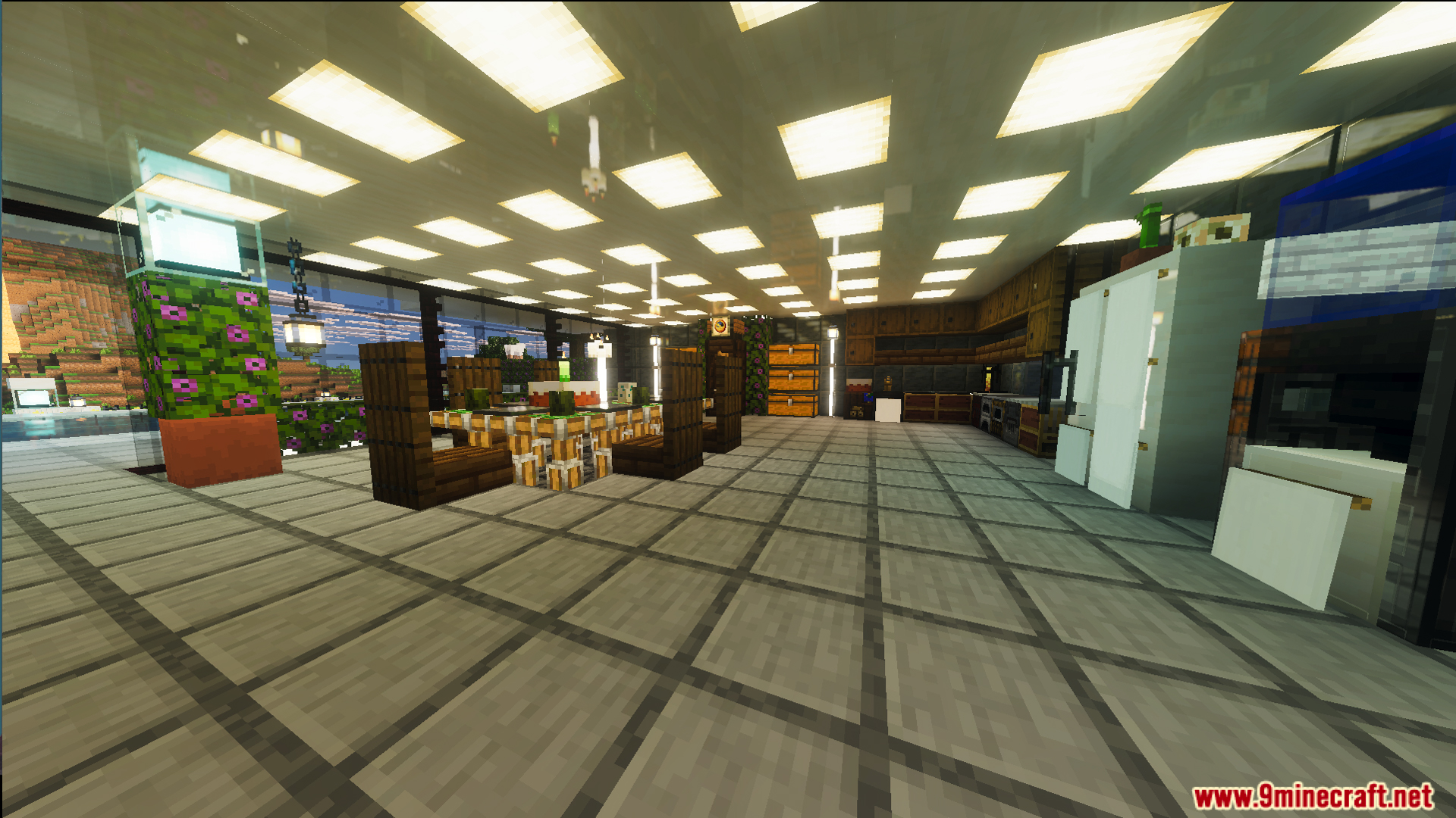 Survival Modern House 13 Map Screenshot 5 Interior view of the Survival Modern House 13 Map showing custom furniture