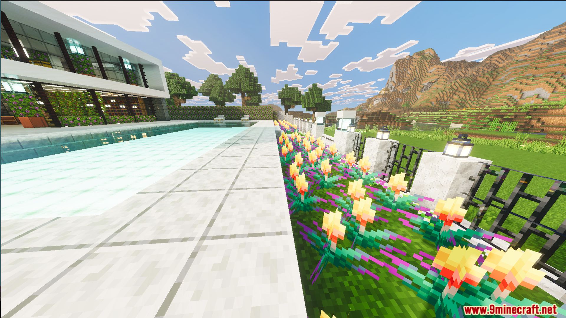 Survival Modern House 13 Map Screenshot 9 Survival Modern House 13 Map featuring a large white mansion and pool