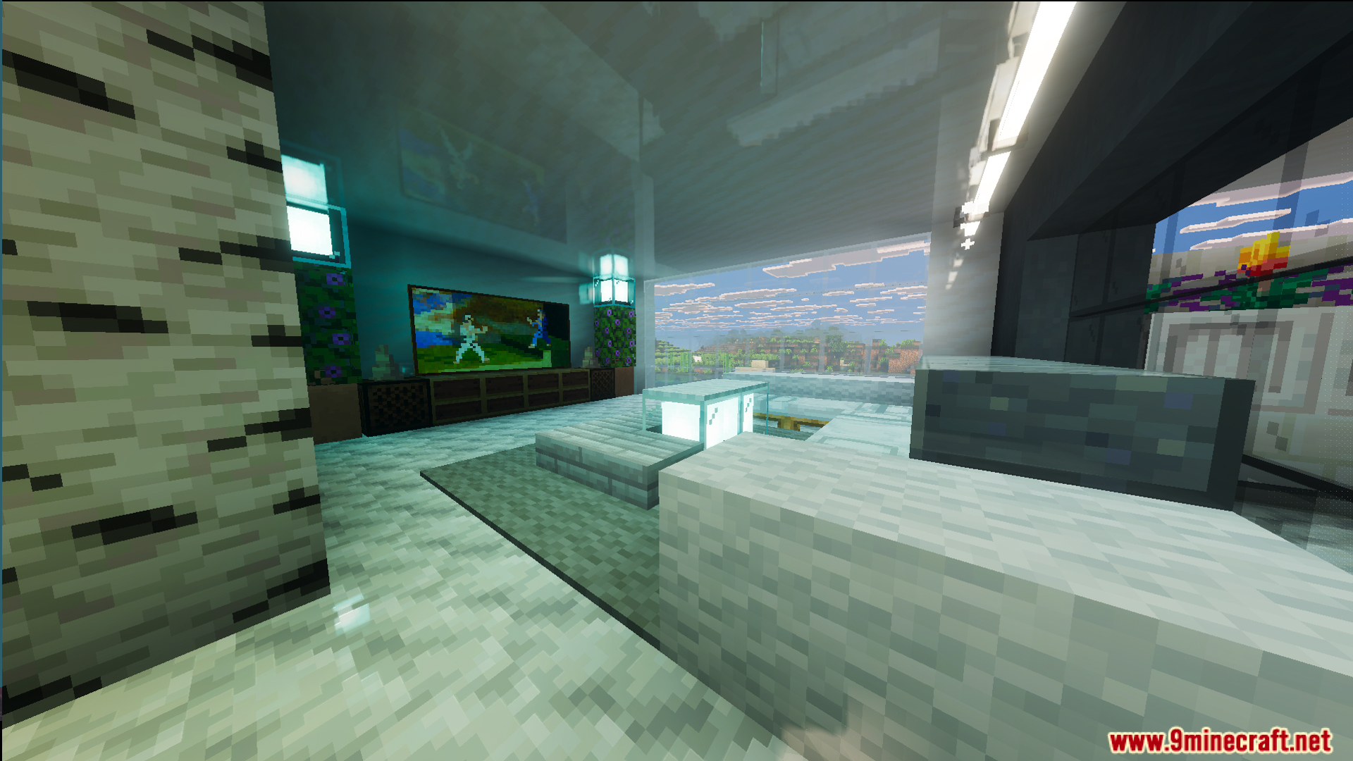 Survival Modern House 31 Map Screenshot 7 Modern living room with a television in the Survival Modern House map