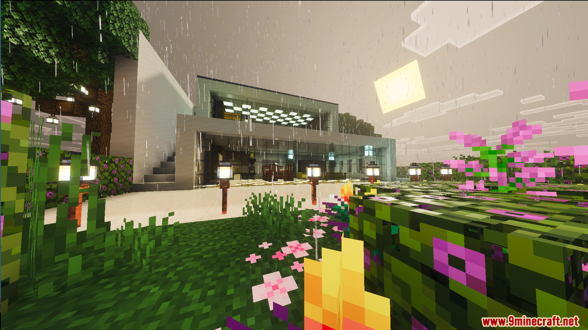 Cozy and survival ready home featuring complete interior with bamboo block furniture and windows