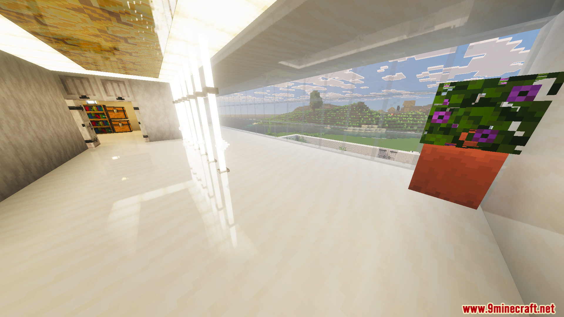 Survival Modern House 79 Map features a white interior with large glass windows