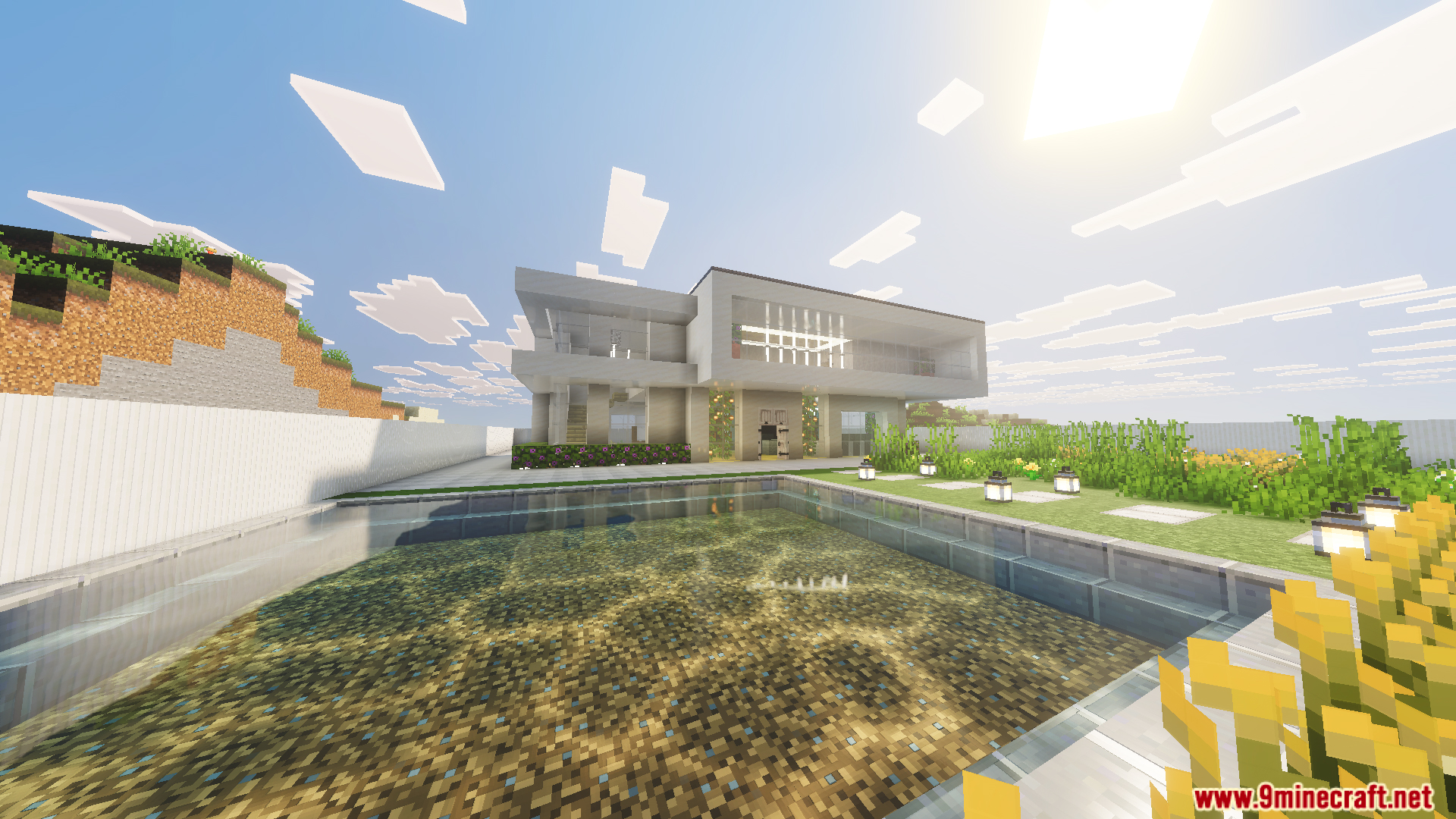 Survival Modern House 79 Map features a white villa and private swimming pool