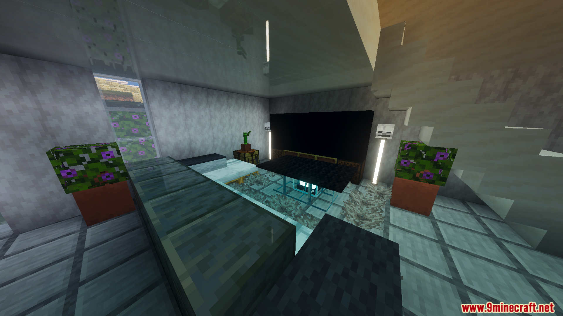 A modern living room inside the Survival Modern House Ninety One Map