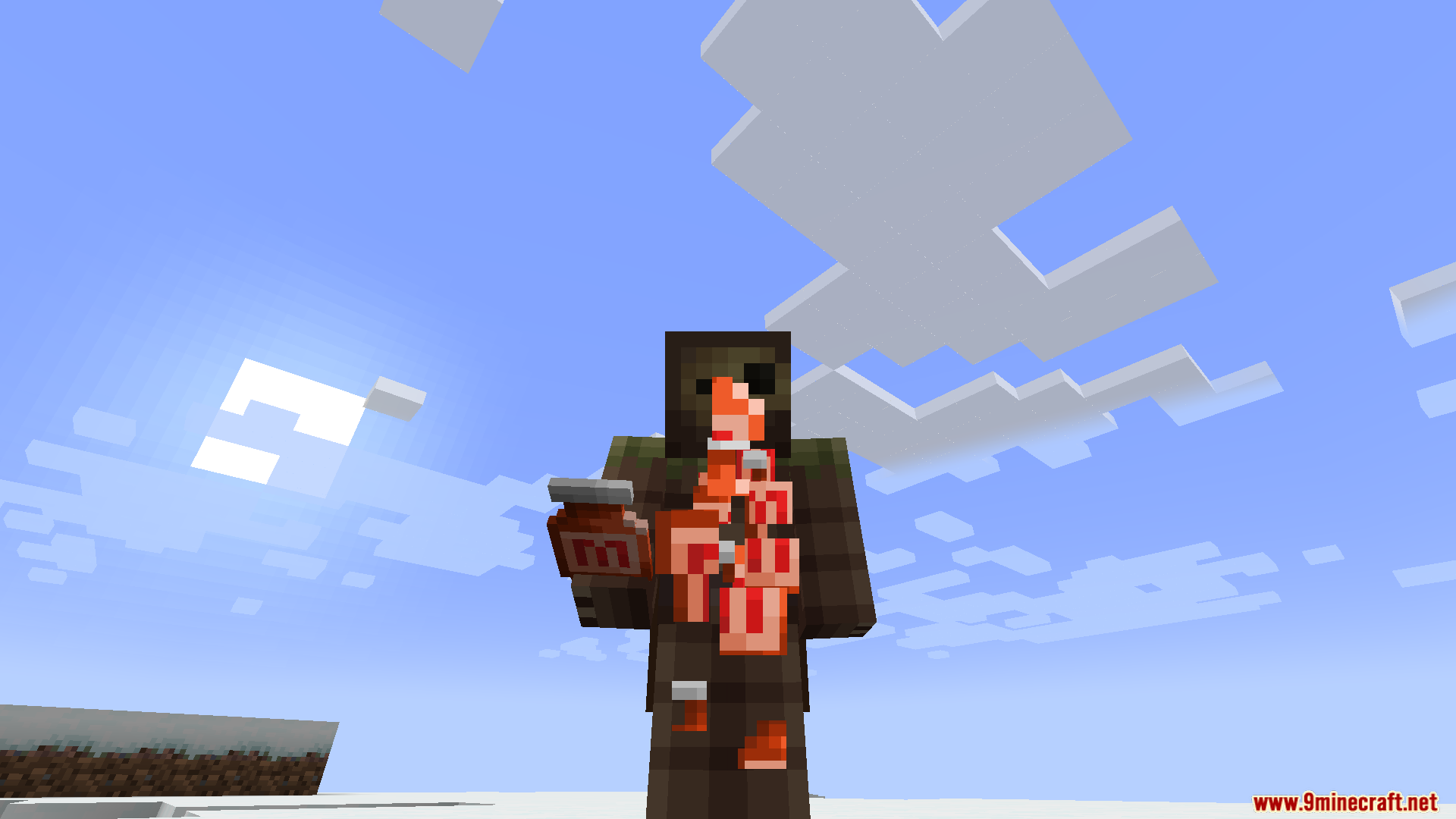TACZ First Aid Compat Mod Screenshot 10 Minecraft character applying medical supplies to treat injuries on their body