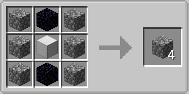 Crafting recipe for reinforced cobblestone blocks using obsidian and an iron block