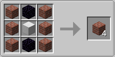 Crafting recipe for reinforced brick blocks using obsidian and an iron block