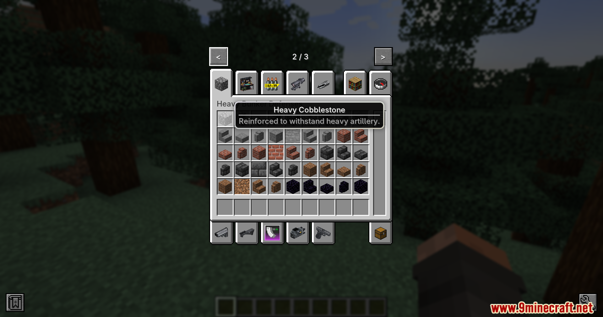 Creative inventory showing a Heavy Cobblestone block reinforced to withstand heavy artillery
