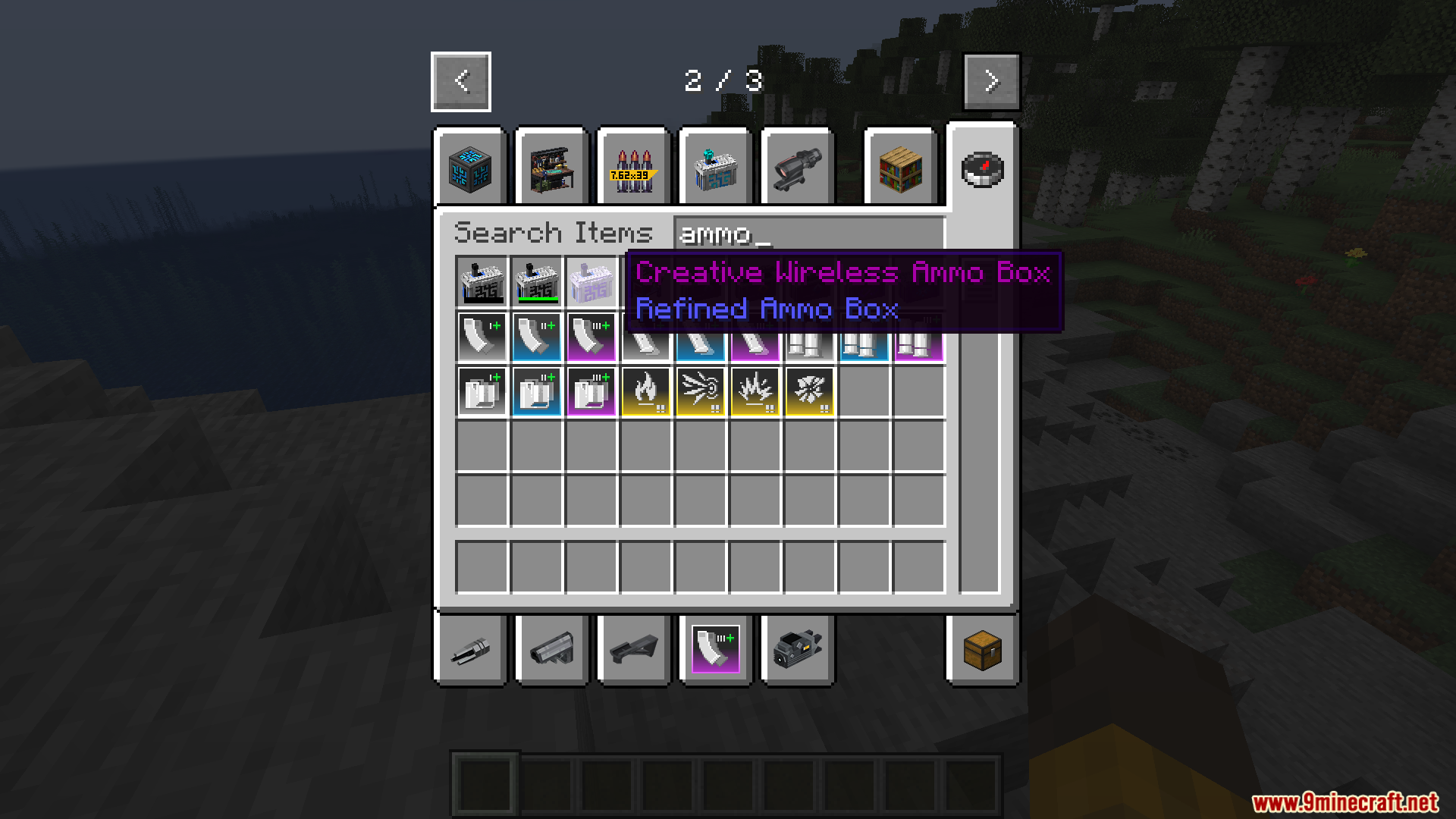 TaCZ Refined Ammo Box Mod Screenshot 1 Creative Wireless Ammo Box item shown in the Minecraft creative inventory search