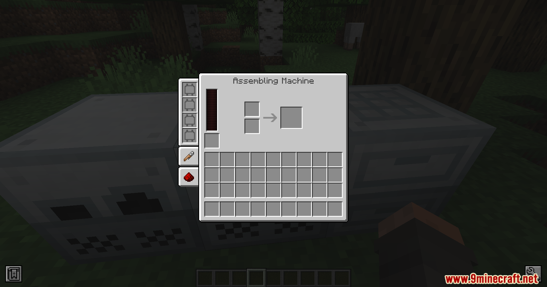 Tech Reborn Mod Screenshot 5 The Assembling Machine interface from Tech Reborn showing input and output slots