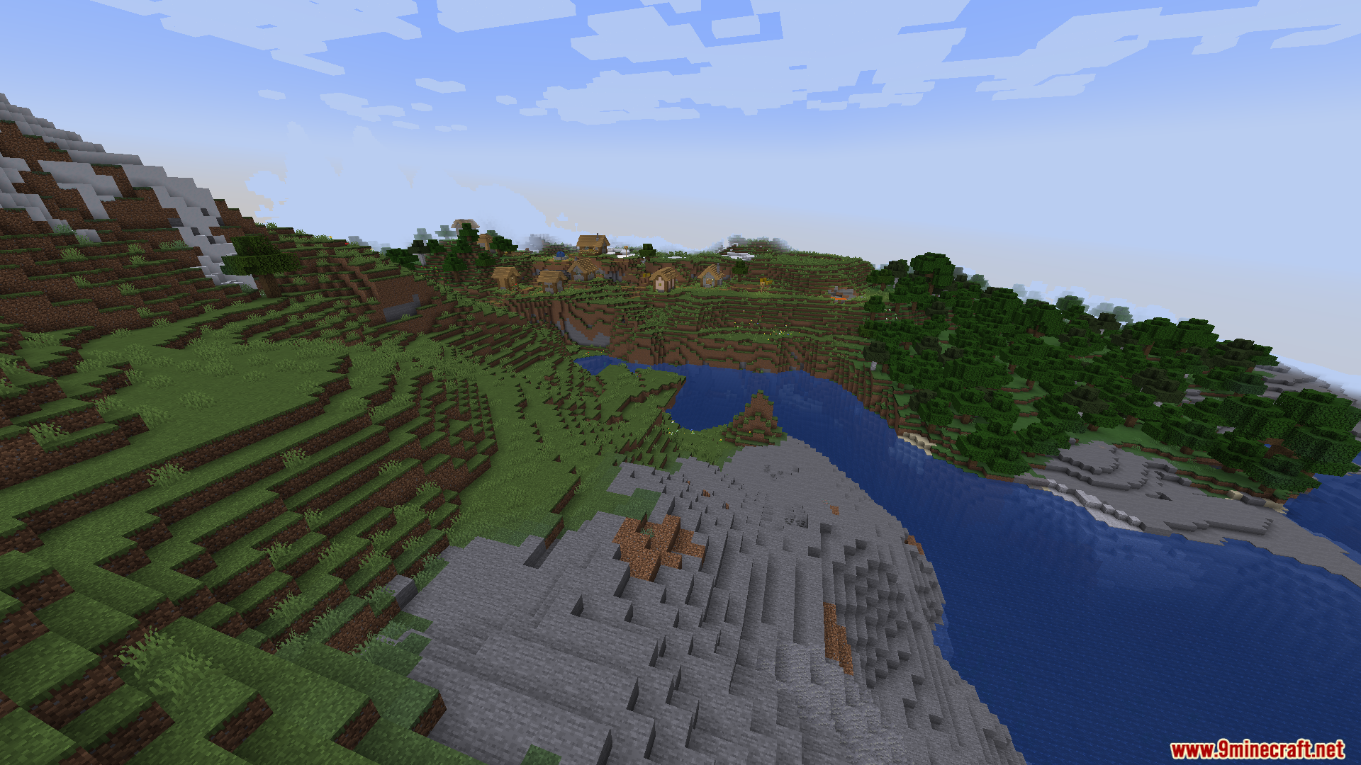 Thaumon PT BR Translation Resource Pack Screenshot 2 A scenic landscape view of a river valley and distant village