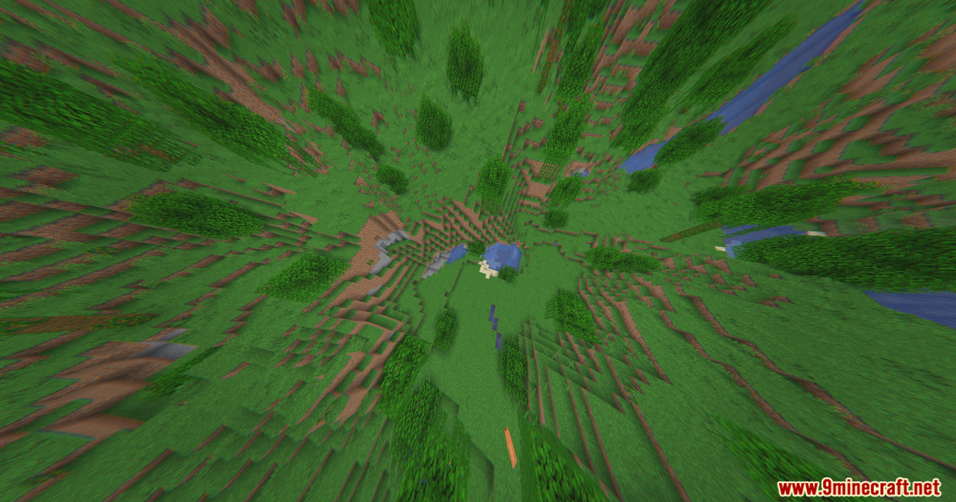 The 360W Shaders provide a wide angle drone view of the Minecraft world