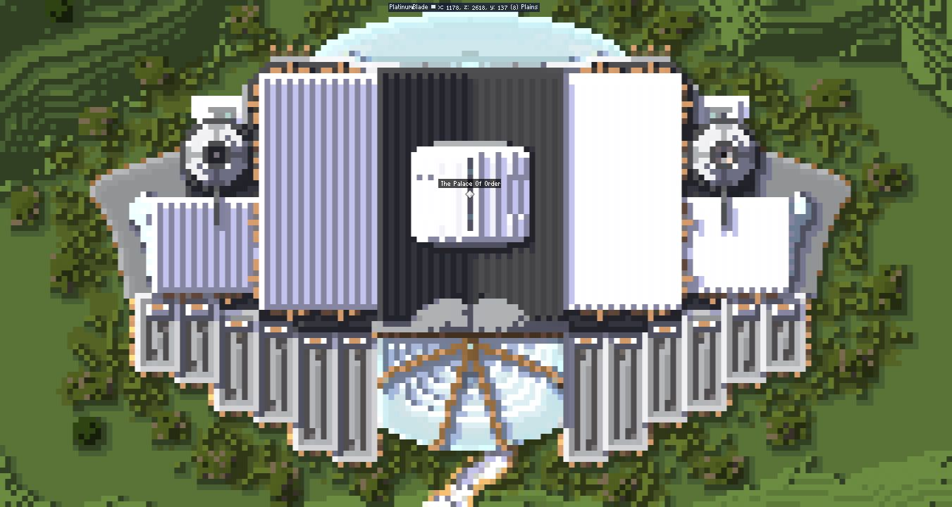 Top down map view of a massive symmetrical palace layout in Minecraft