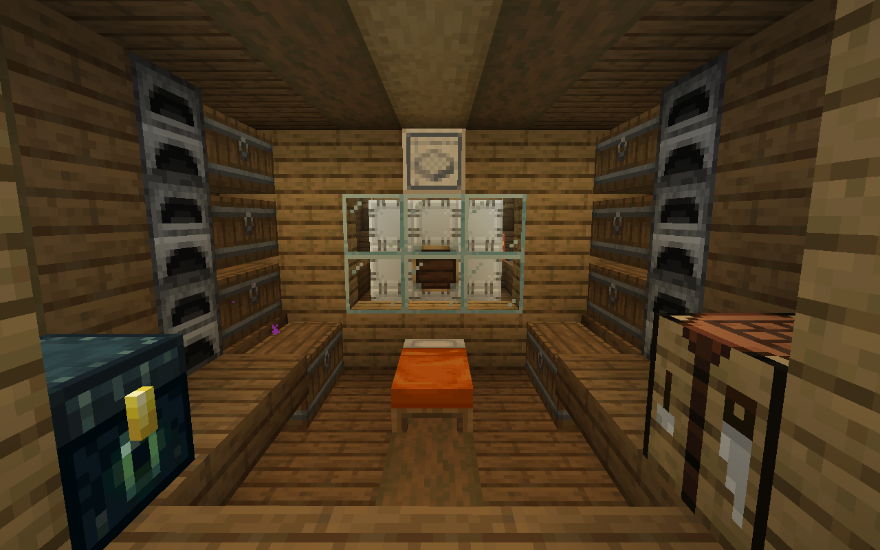 The Railway Airship Schematic Screenshots 3 The compact interior of a wooden airship cabin with an orange bed
