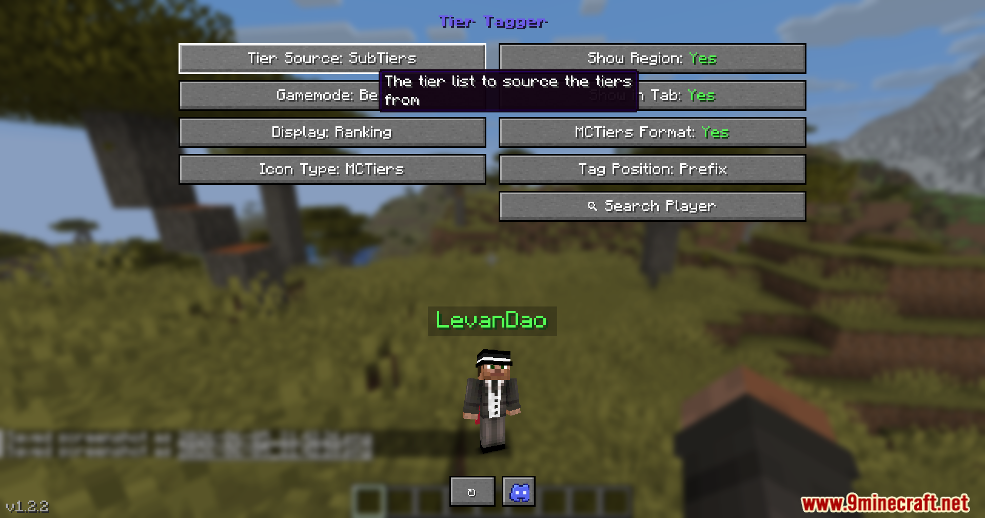 The Tier Tagger settings menu allows players to customize their rank display