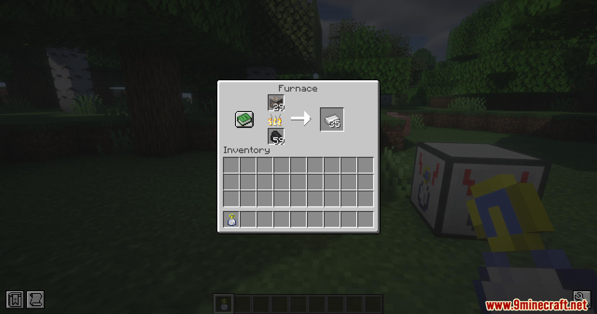 Time in a Bottle Charger Mod Screenshot 11 A furnace interface showing iron ore being smelted into iron ingots