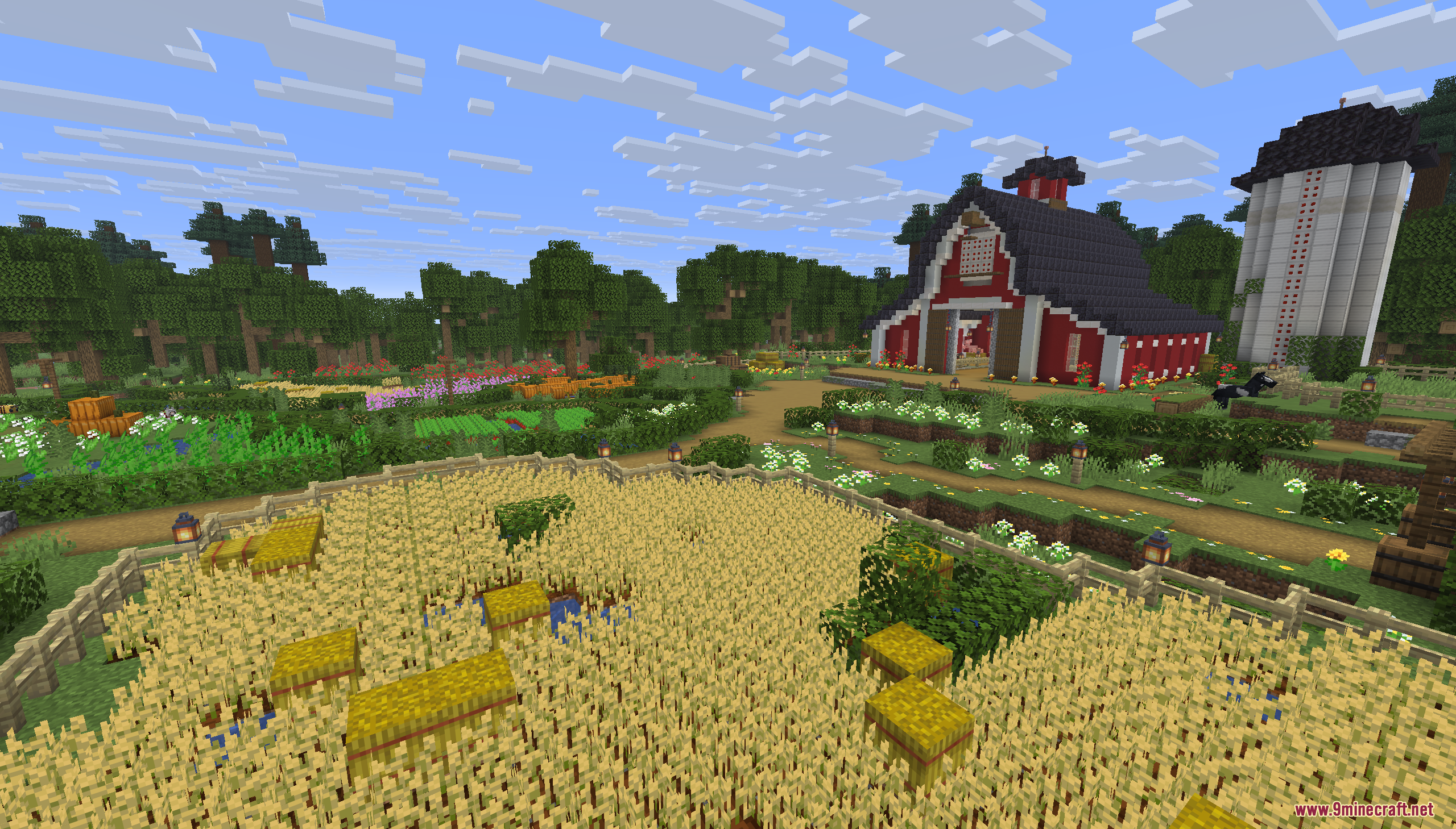 Tiny Takeover Farmstead Map Screenshot 10 A large red barn and white silo overlooking golden wheat fields