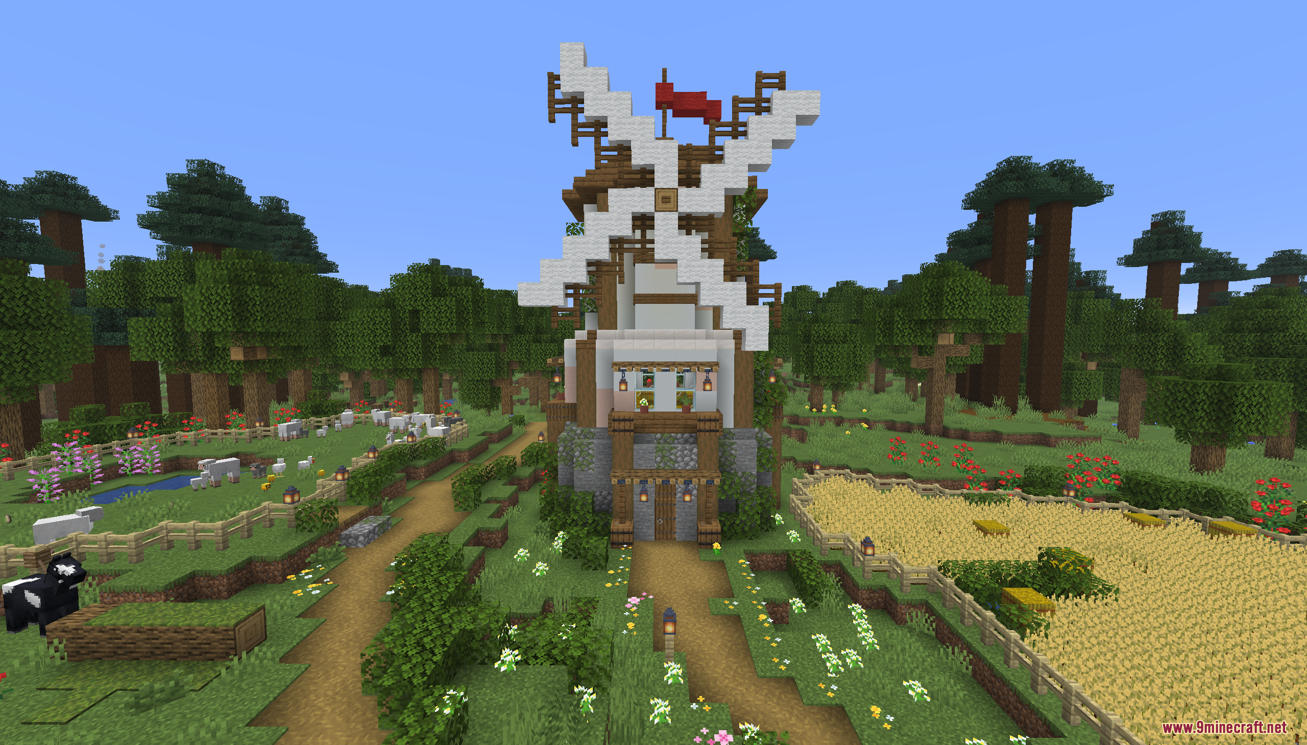 Tiny Takeover Farmstead Map Screenshot 5 A large white windmill stands in the Tiny Takeover Farmstead Map