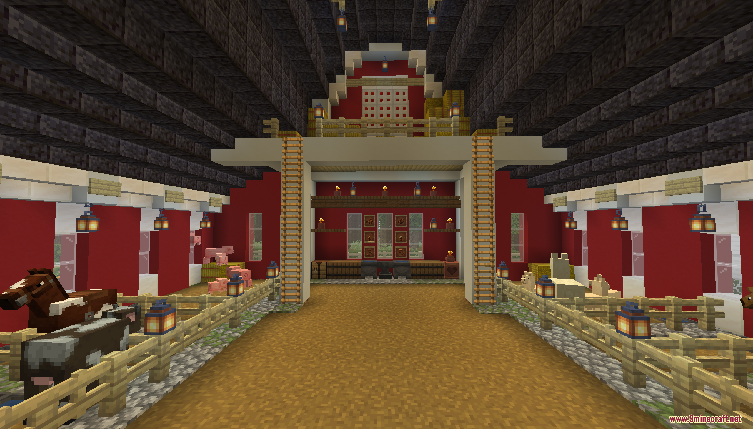Tiny Takeover Farmstead Map Screenshot 8 Inside a large red barn with various animals kept in wooden pens