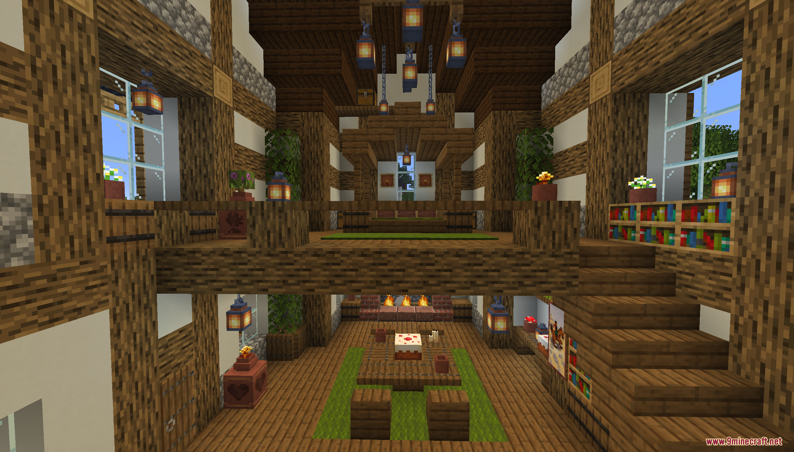 Tiny Takeover Farmstead Map Screenshot 9 Cozy interior of a wooden farmhouse with a loft and dining area