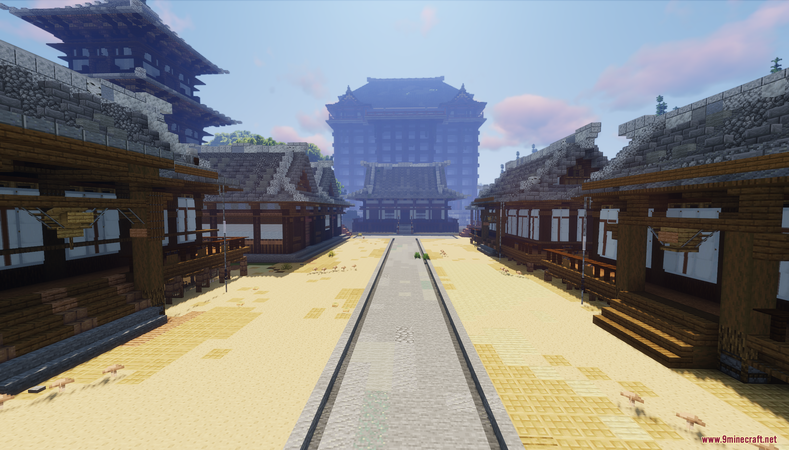 Tokyo Jujutsu High Map Screenshot 4 A long stone path lined with traditional wooden buildings at Tokyo Jujutsu High