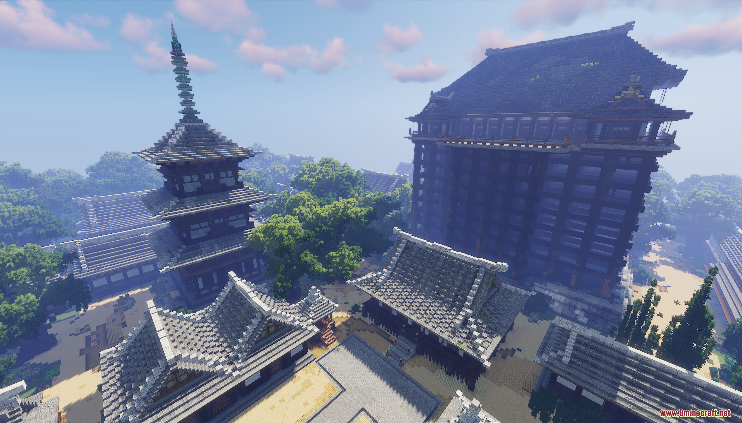 Tokyo Jujutsu High Map Screenshot 6 Large multistory building and a pagoda within a traditional temple courtyard