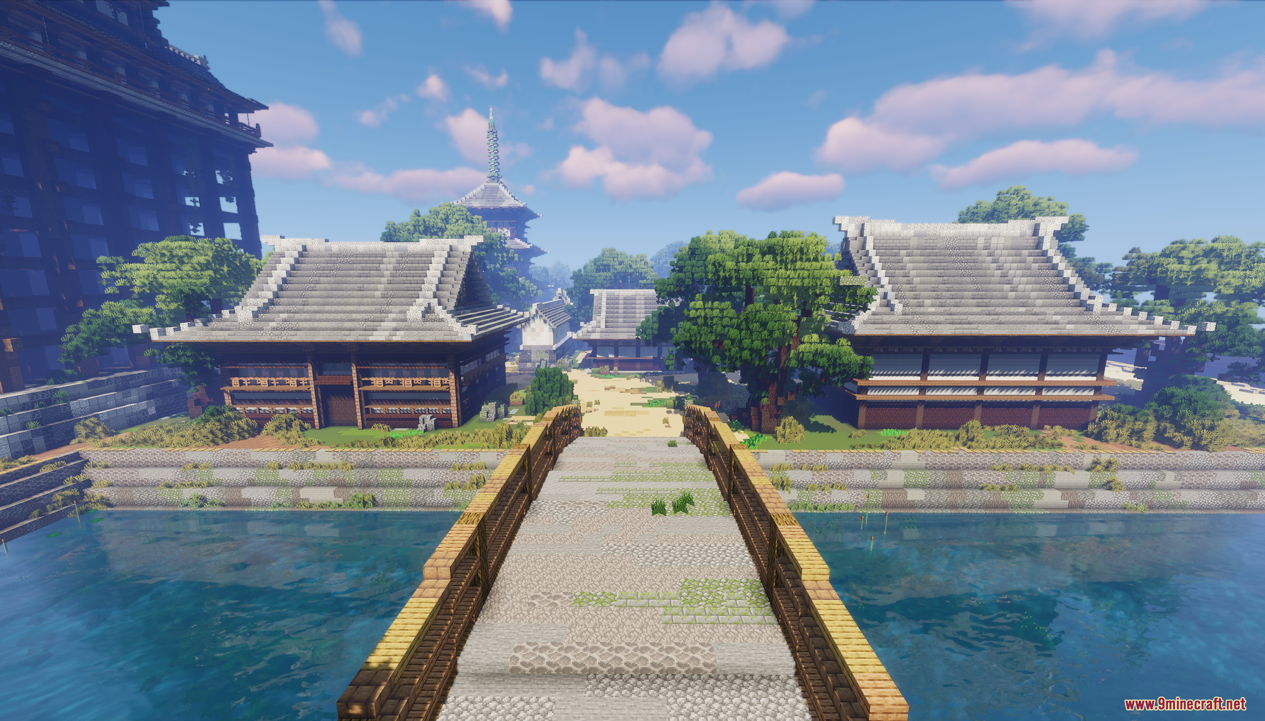 Tokyo Jujutsu High Map Screenshot 8 A stone bridge leads to traditional Japanese architecture and a distant pagoda