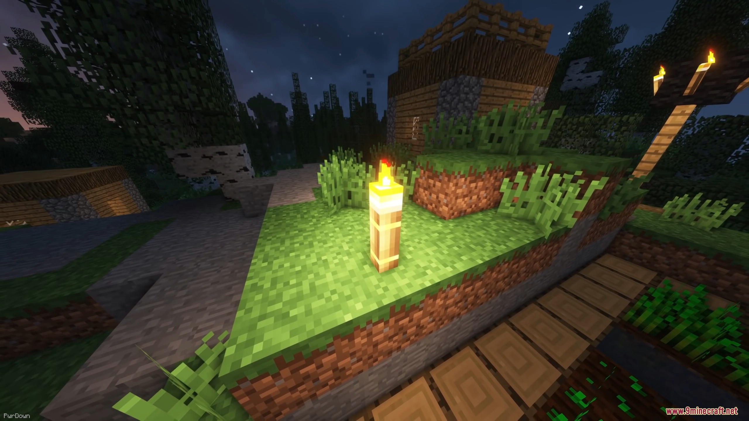 The glowing Mega Torch keeping a wide area monster-free at night