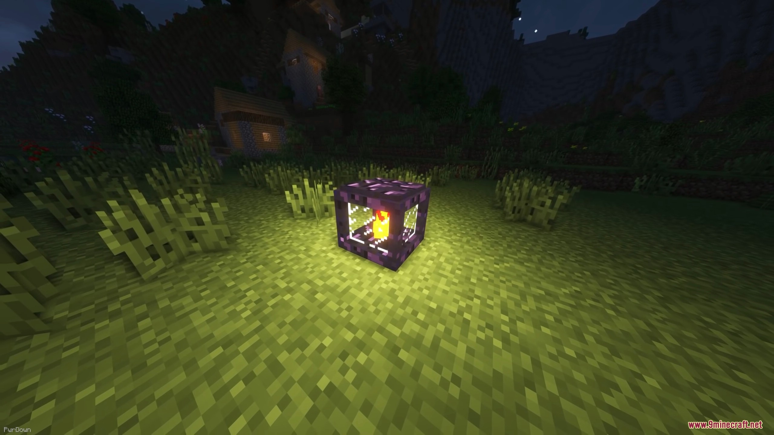 A Dread Lamp blocking specific hostile mobs around a build