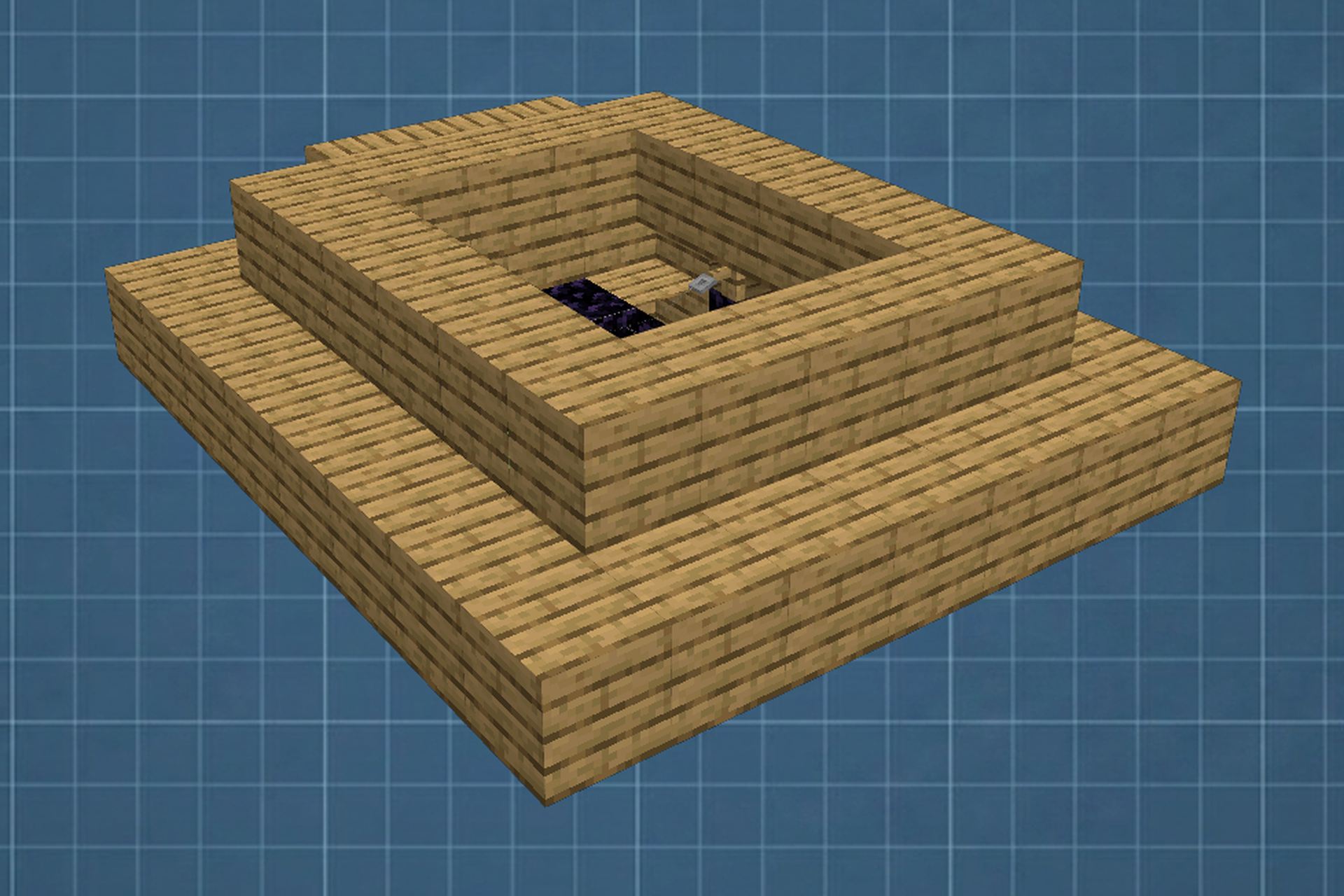 Side view of the Trampoline Schematic structure with stairs in a flat world