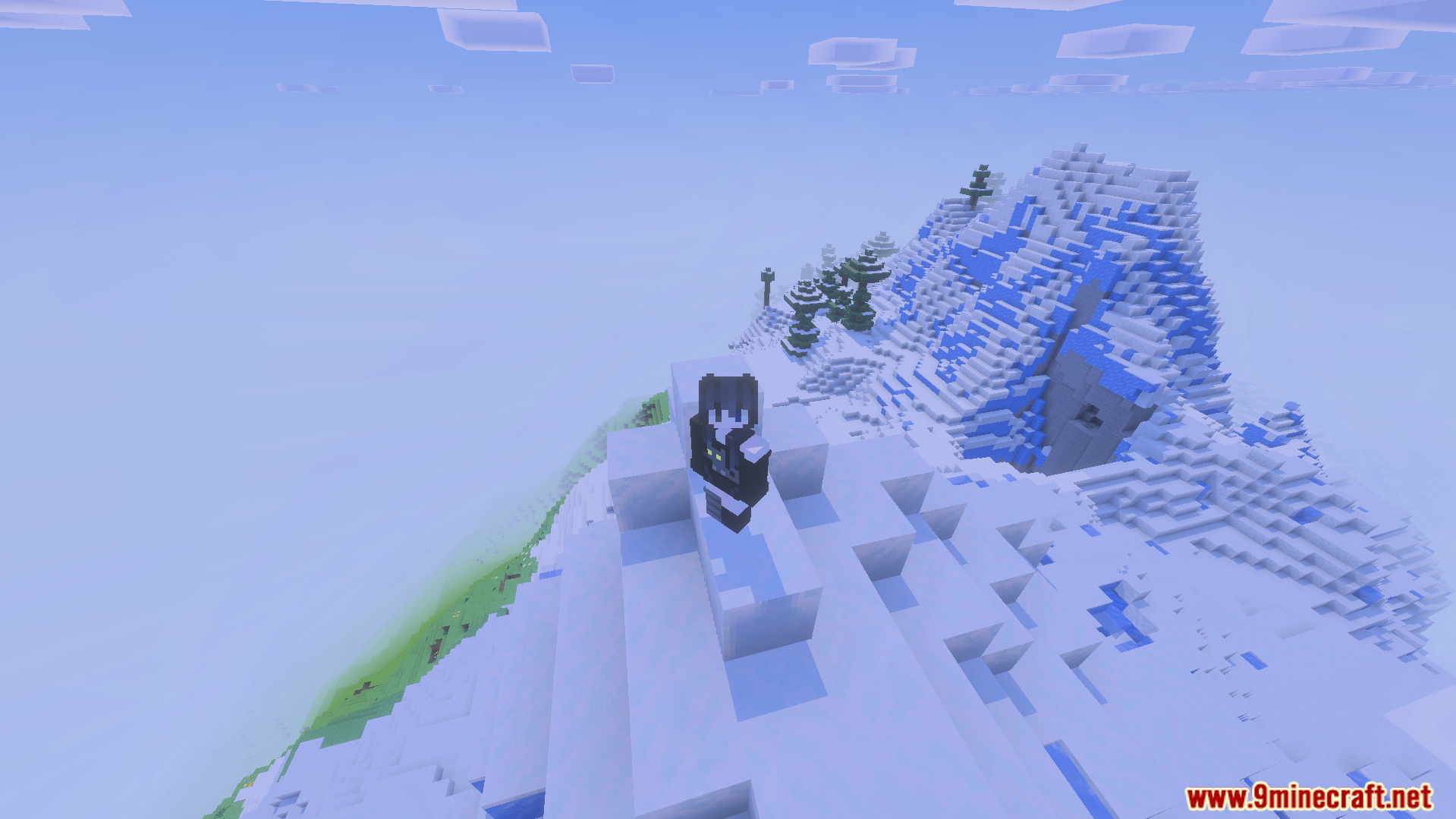 Ultimate FPS Booster Texture Pack Screenshot 3 Ultimate FPS Booster Texture Pack showing a player on a snowy mountain peak