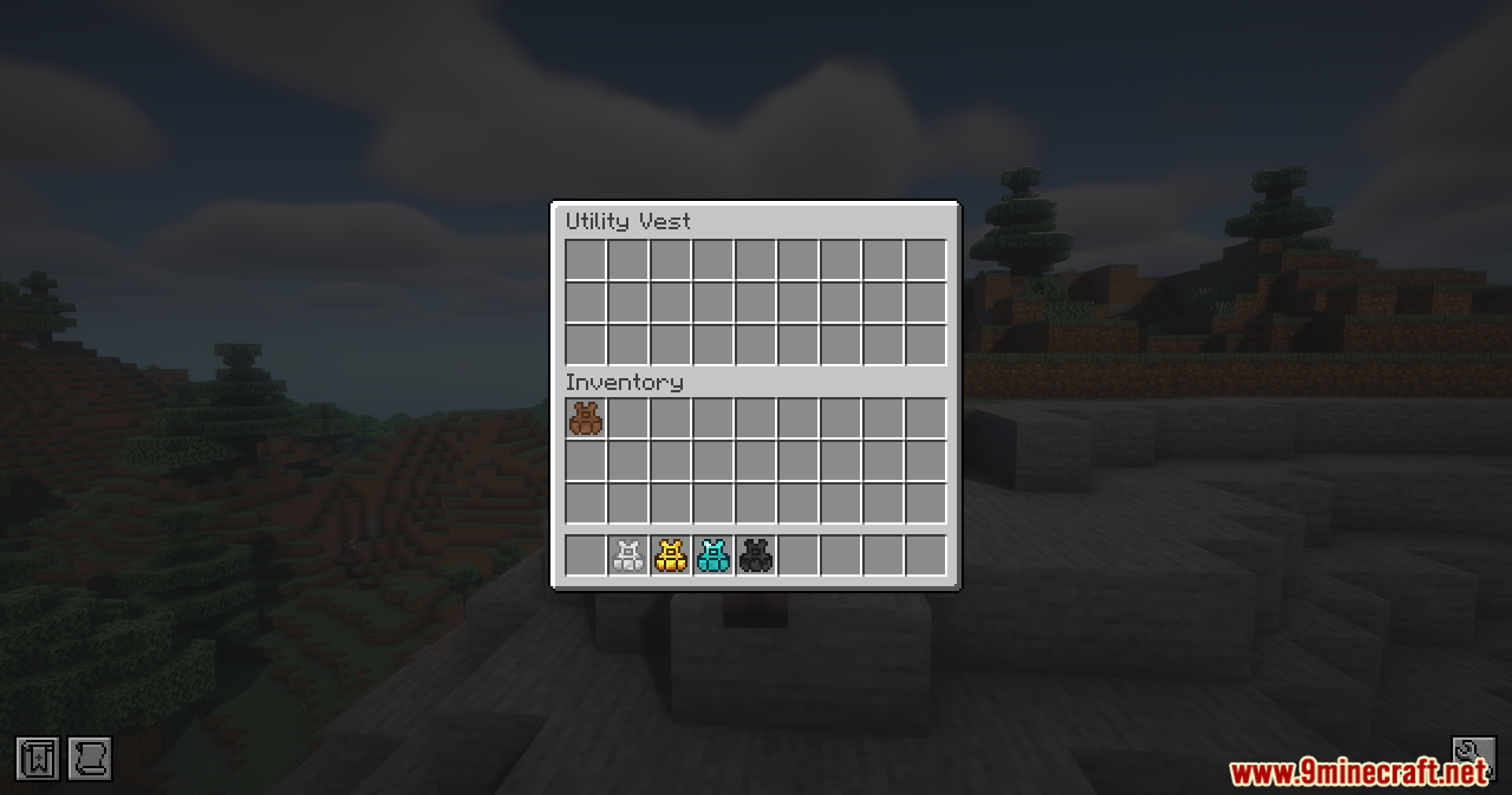 Utility Vest Mod Screenshot 12 The inventory screen displays different tiers of wearable vests for quick item swapping