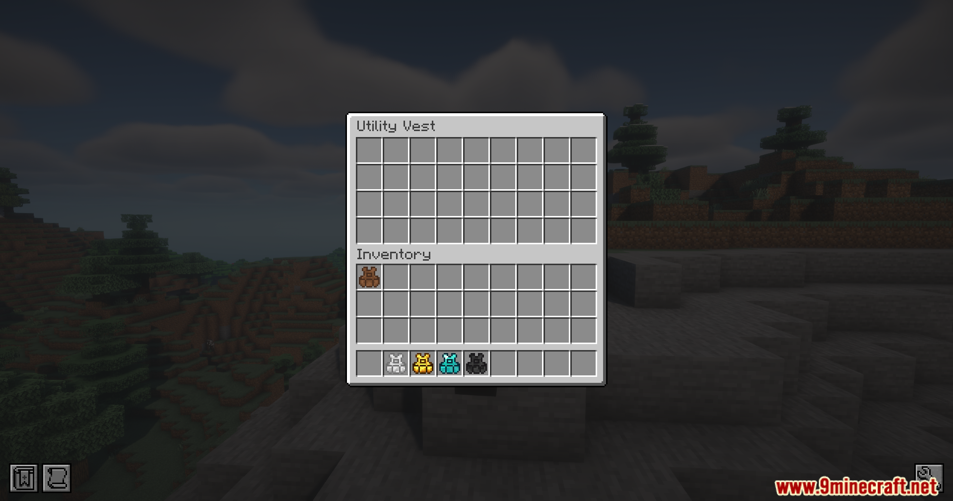 Utility Vest Mod Screenshot 13 The utility vest inventory screen showing multiple storage slots and colored vests