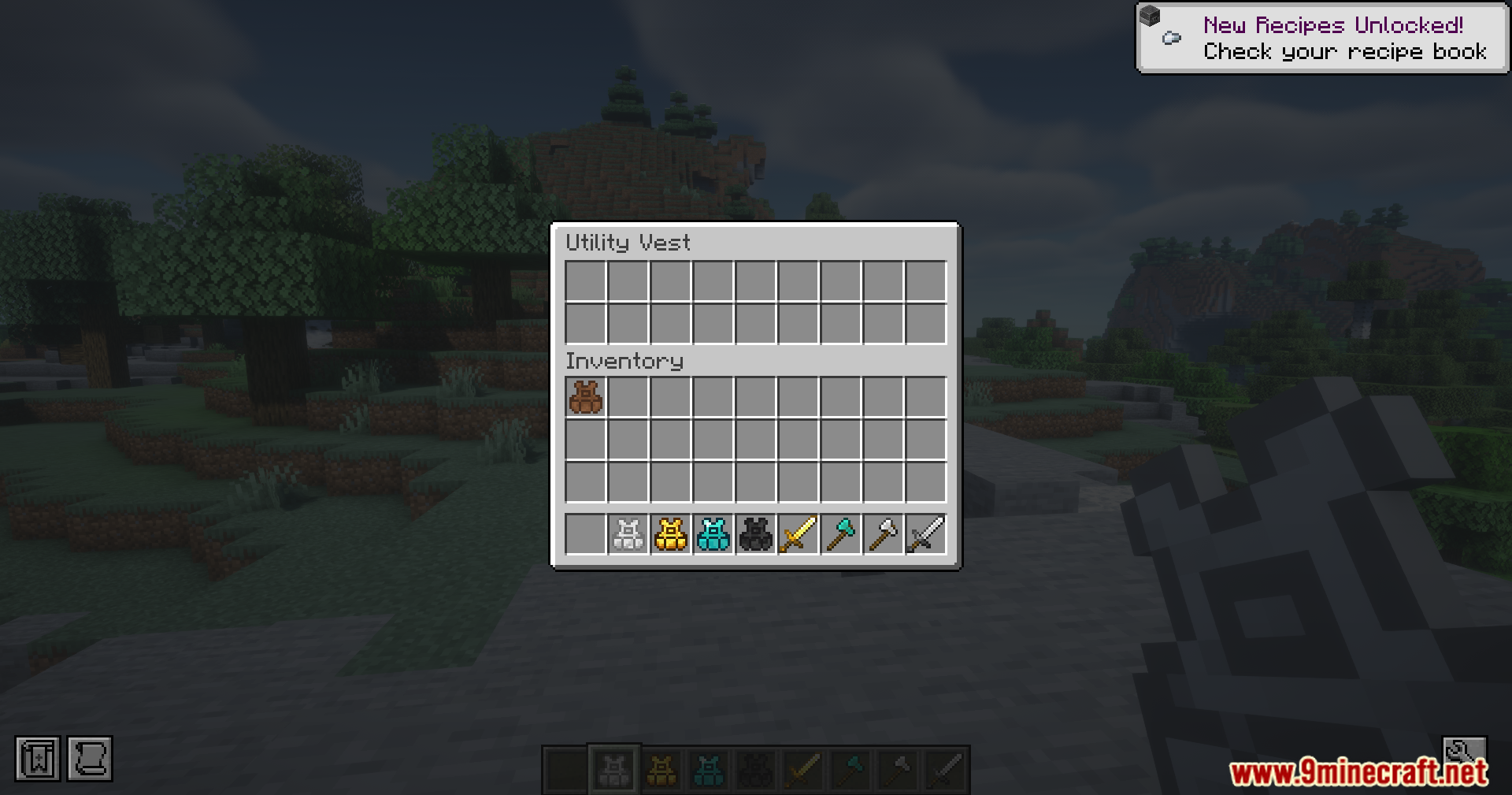 Utility Vest Mod Screenshot 3 The Utility Vest Mod interface displaying various tiers of wearable storage items