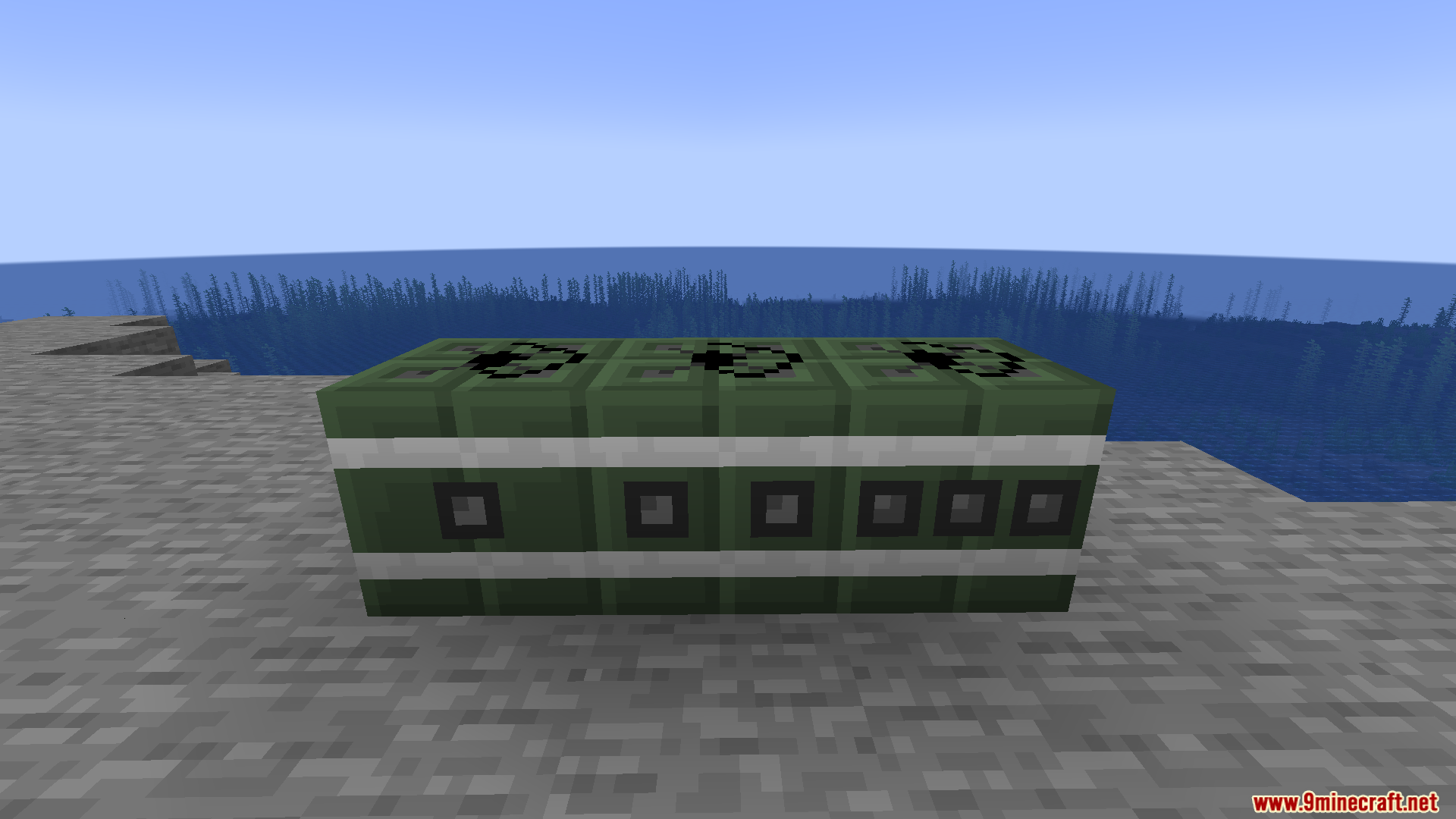 Valkyrien Skies Tournament Reforged Mod Screenshot 4 Three green six way spinner blocks from the Valkyrien Skies Tournament Reforged mod