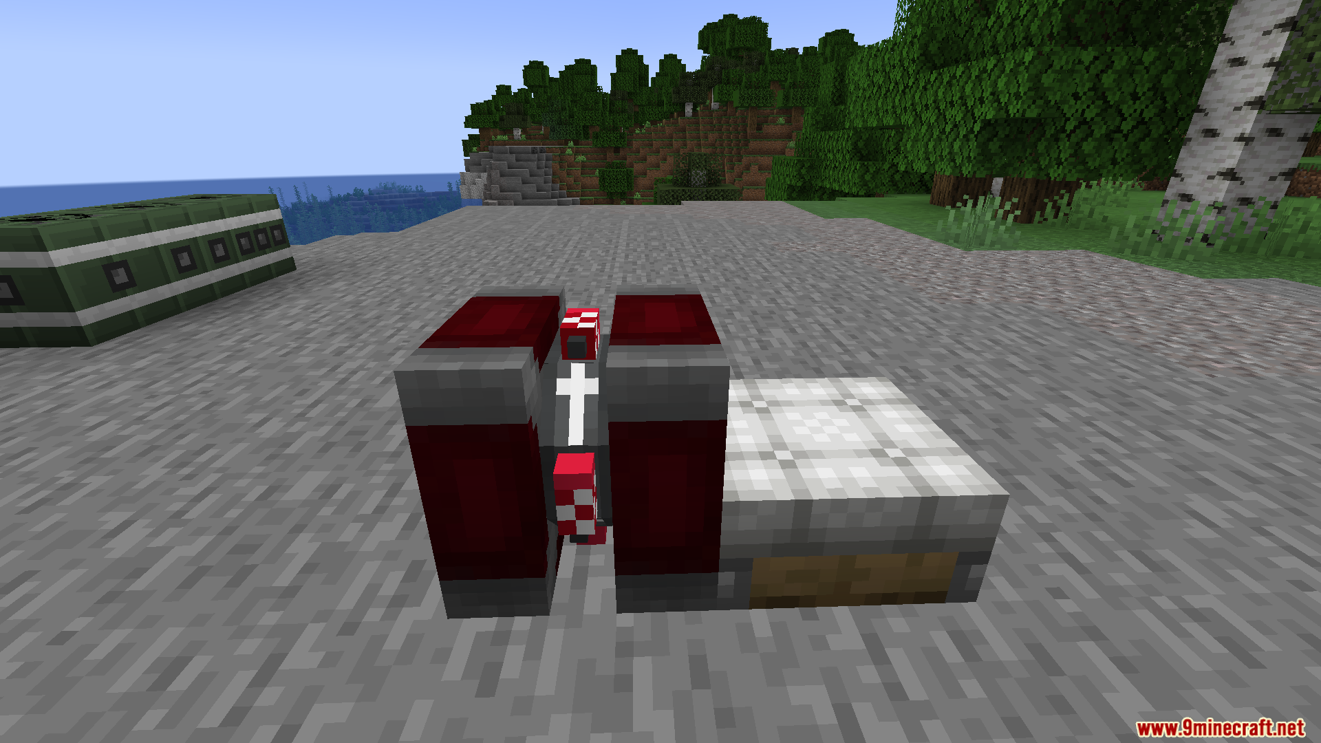 Valkyrien Skies Tournament Reforged Mod Screenshot 6 A red thruster block placed next to a mechanical piston structure