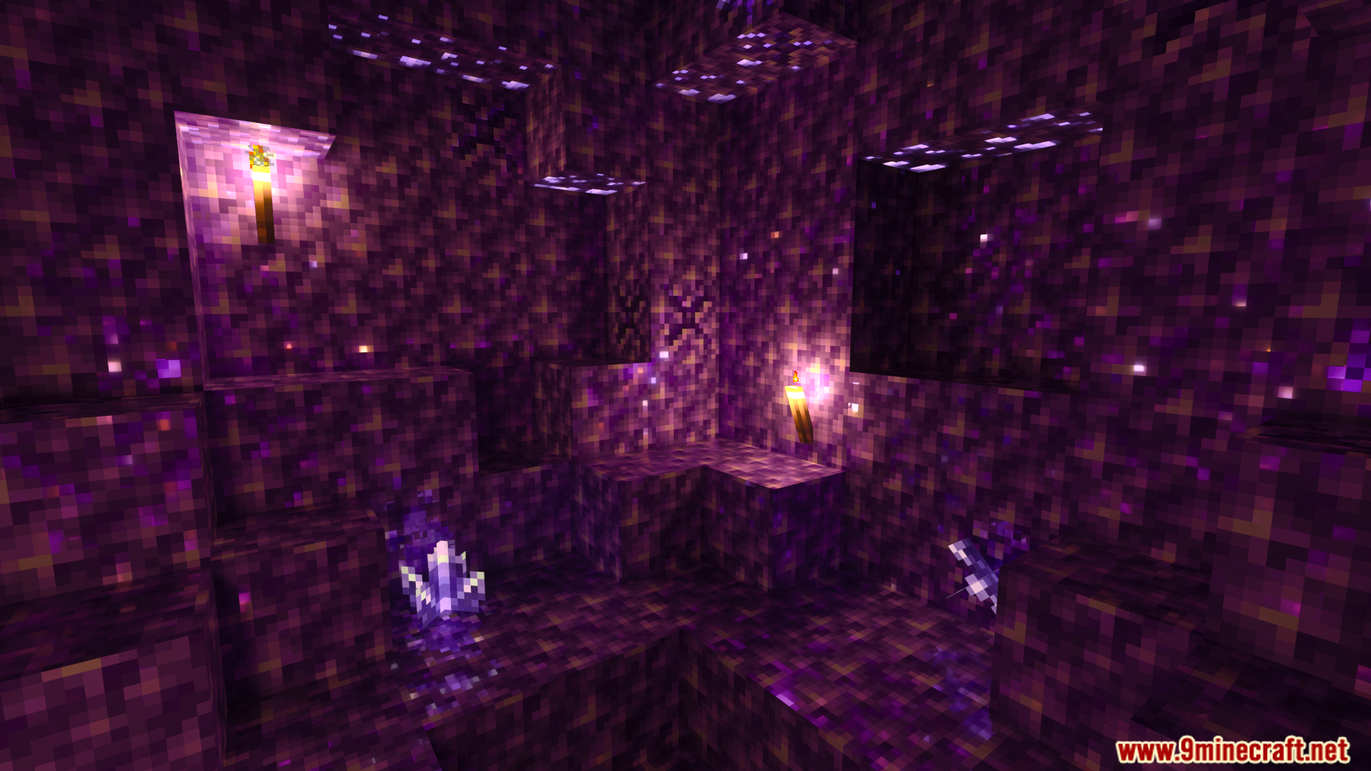 Vanilla RTX Opus Shader adds realistic depth and lighting to amethyst geode blocks