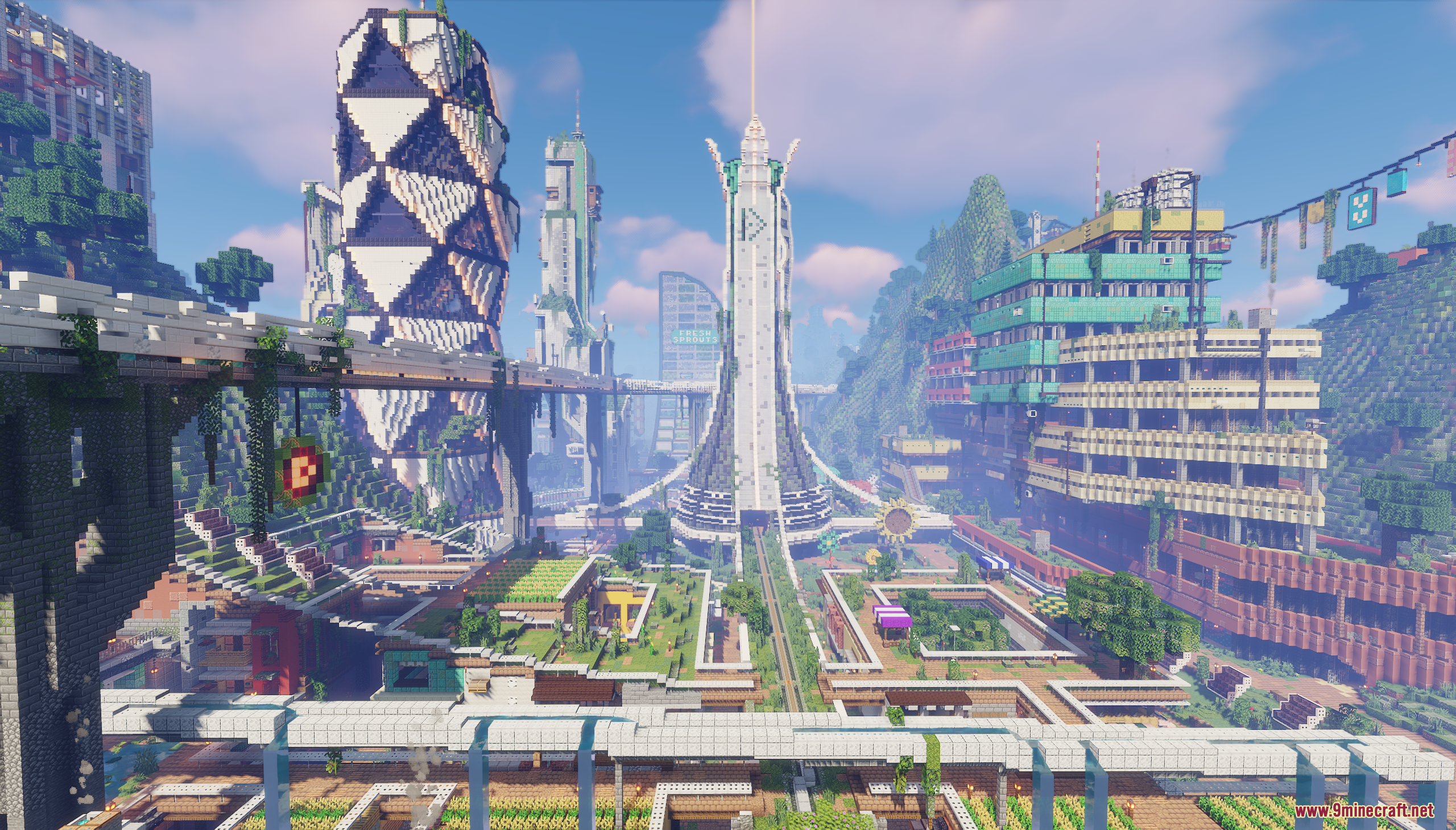 Vesta Verde Map Screenshot 9 A sprawling futuristic city in the Vesta Verde Map with tall skyscrapers