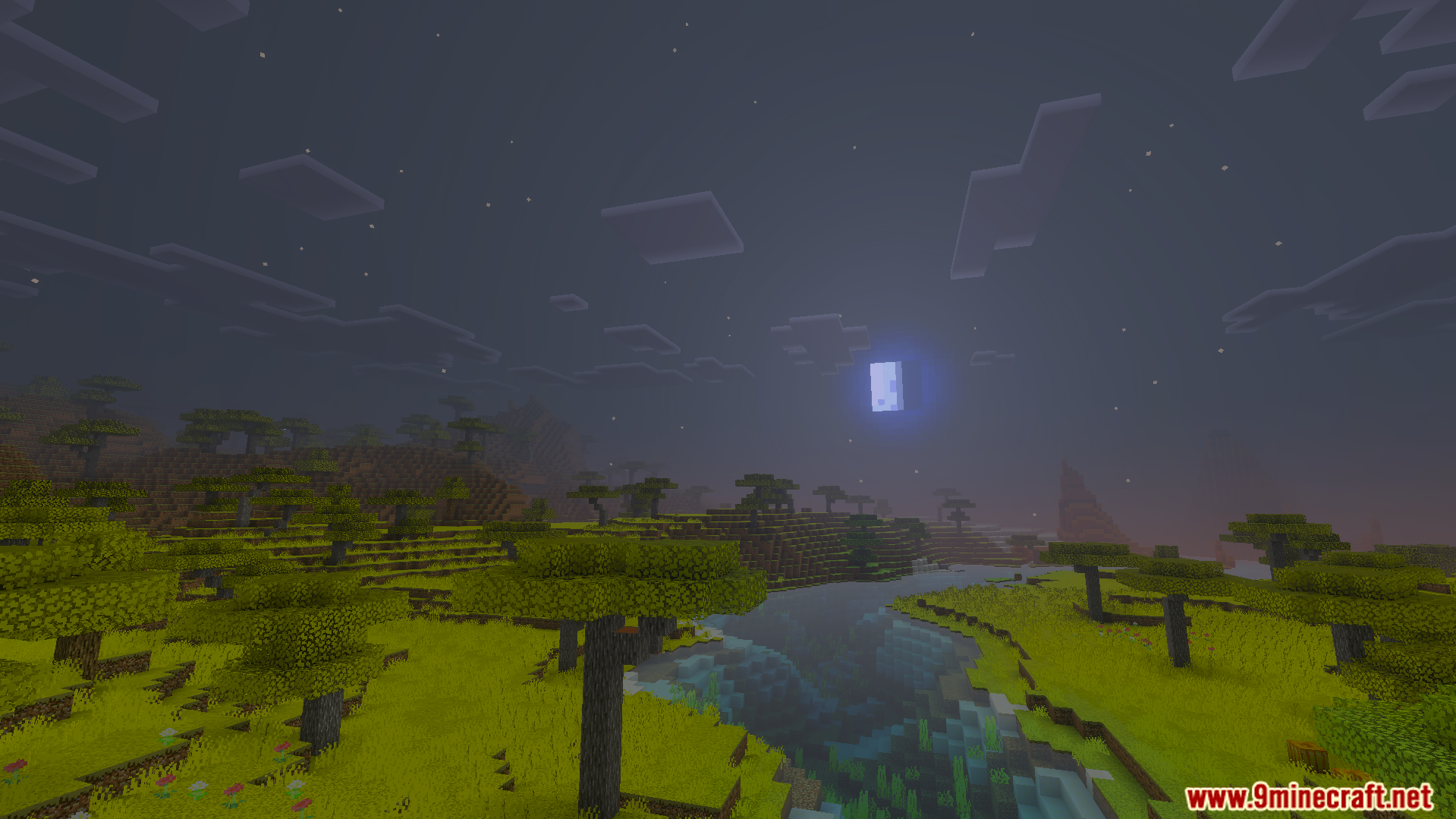 Vibrant Visual Shader makes the night sky and savanna biome bright and lively