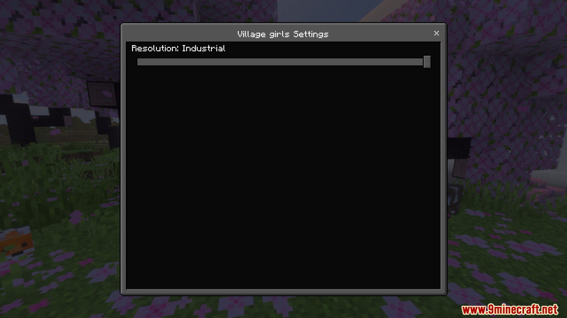 Settings menu with a slider for the optional industrial resolution style