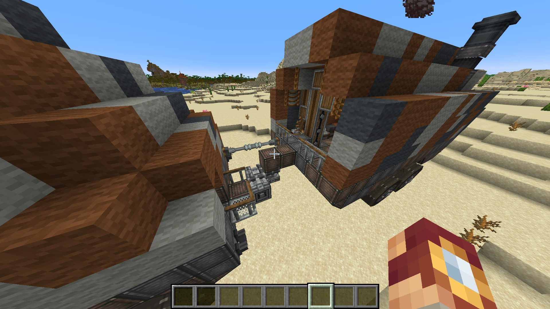 Exterior of the Wastelander Schematic truck and trailer in a desert