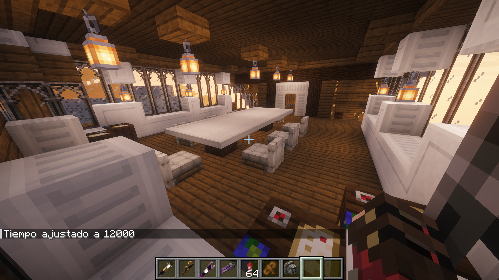 White Tempest the Winged Storm of the Skies Schematic Screenshots 5 Spacious interior of a flying ship featuring a long white dining table