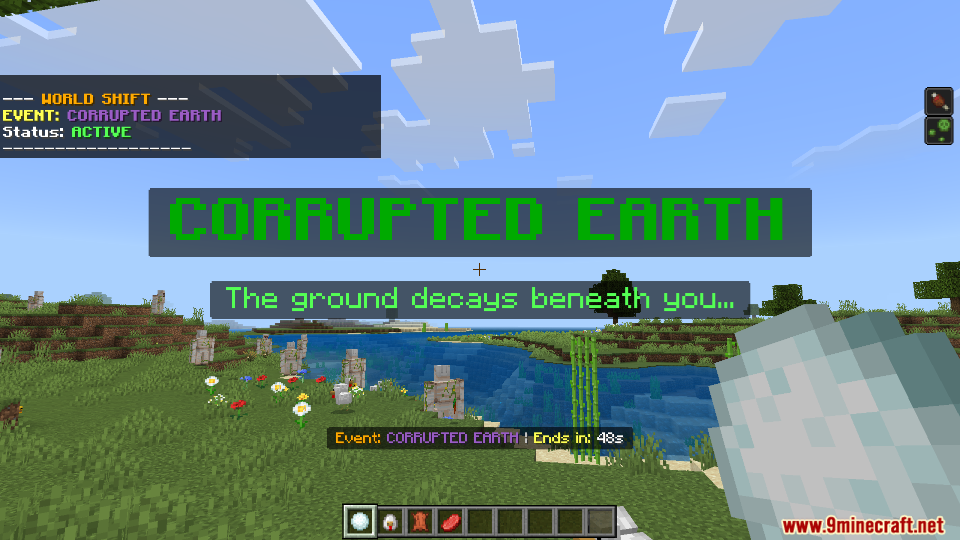 A dynamic event where the ground decays beneath the player in Minecraft