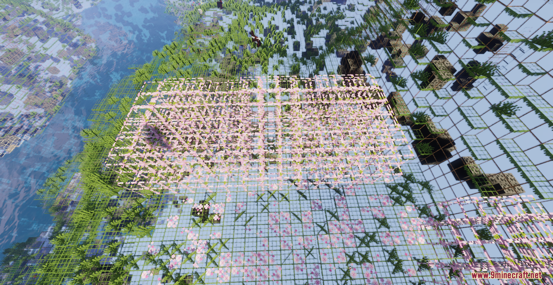 X-Ray Pluss Resource Pack Screenshot 2 An overhead view showing how transparent textures reveal hidden blocks beneath the surface
