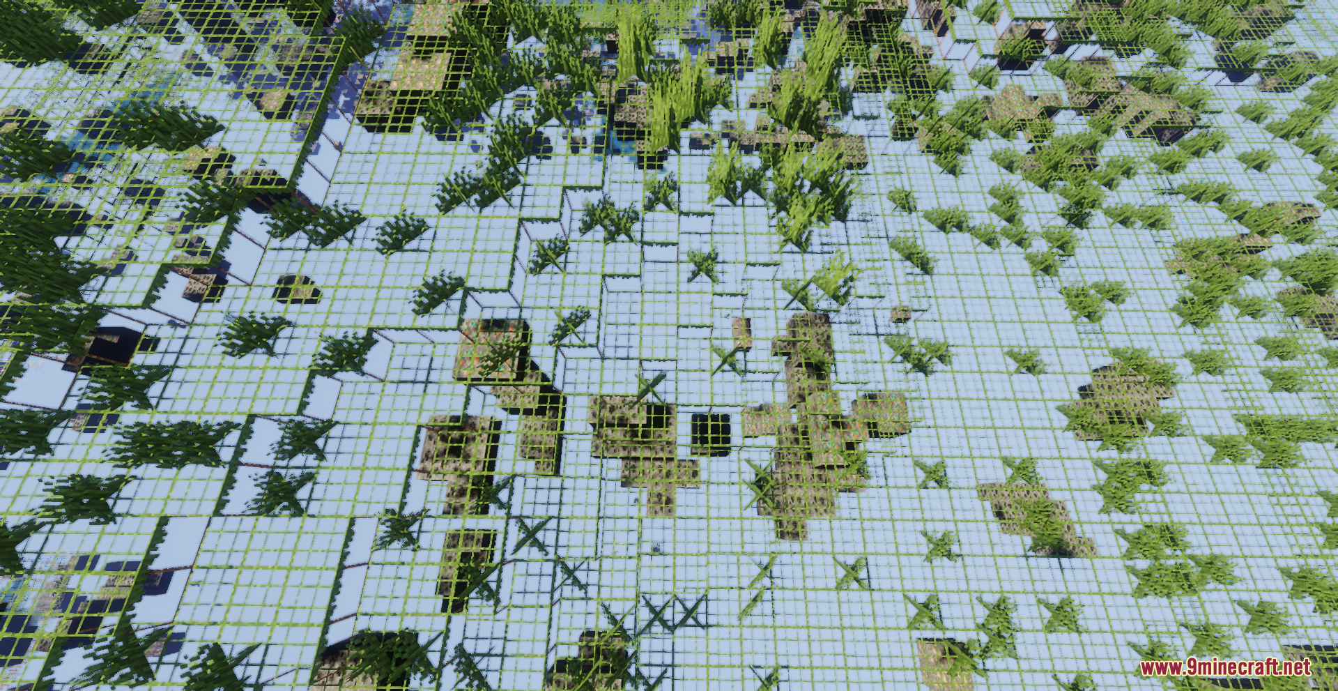 X-Ray Pluss Resource Pack Screenshot 9 A top down view of transparent ground blocks revealing hidden ores and caves
